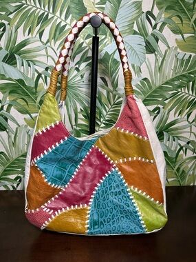 Vintage Genuine Leather Patchwork Multicolor & Multitexture Shoulder Hobo Bag
